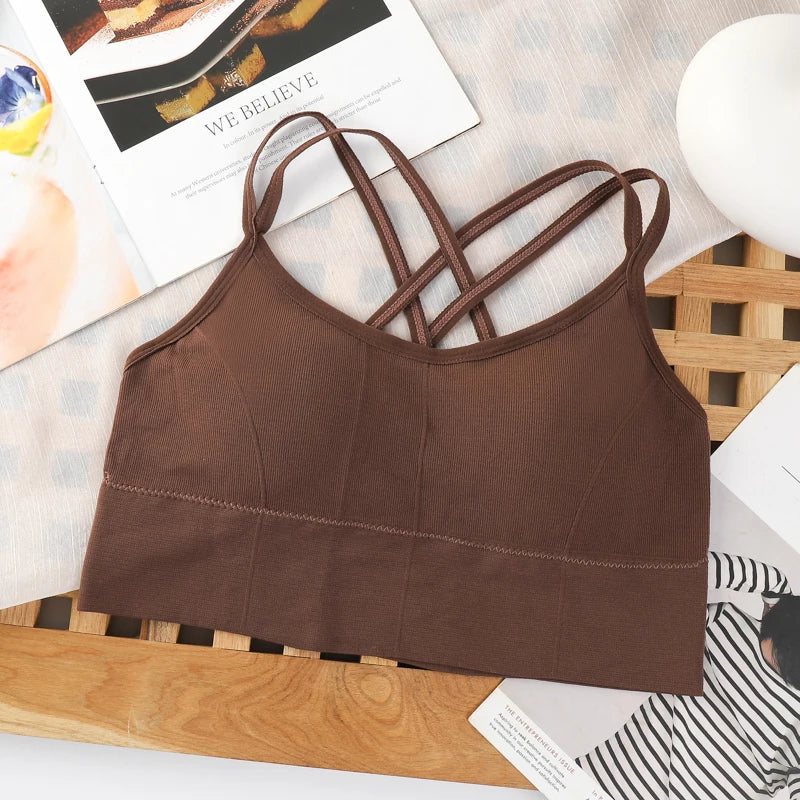 Elevate Your Workout with Our Women's Back Cross Strap Tank Top - Stylish Push Up Sports Bra for Running and Fitness - Breathable Soft Yoga Bra in Chic Solid Colors