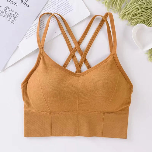Elevate Your Workout with Our Women's Back Cross Strap Tank Top - Stylish Push Up Sports Bra for Running and Fitness - Breathable Soft Yoga Bra in Chic Solid Colors
