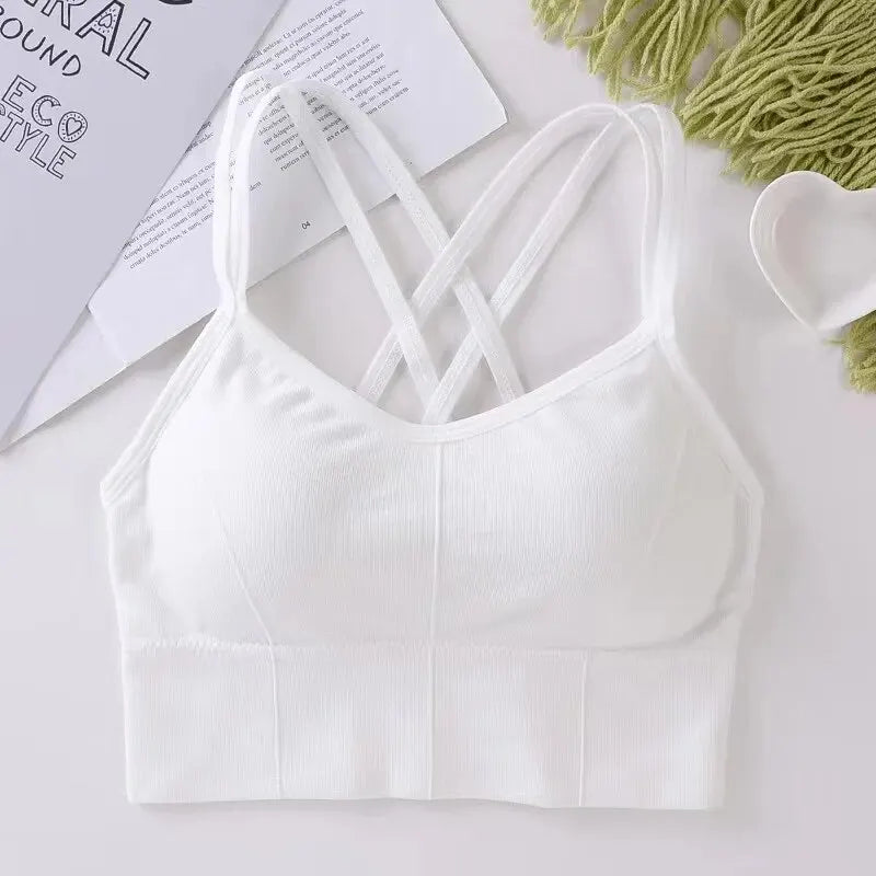 Elevate Your Workout with Our Women's Back Cross Strap Tank Top - Stylish Push Up Sports Bra for Running and Fitness - Breathable Soft Yoga Bra in Chic Solid Colors
